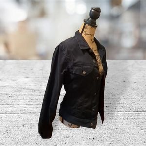 Denim & flower black stretch denim jacket size S